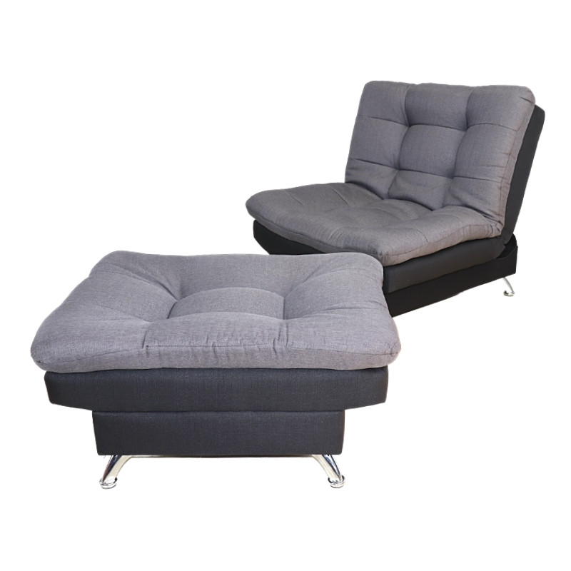 Sillón Reclinable con Reposapies Sofá Cama Moderno Lino Negro con Gris.