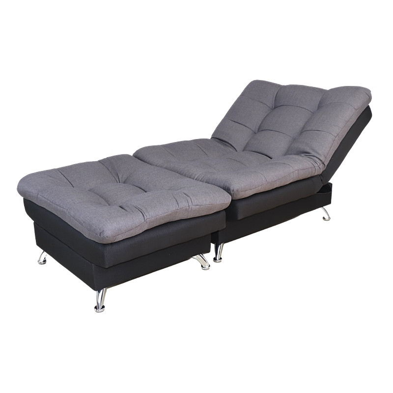 Sillón Reclinable con Reposapies Sofá Cama Moderno Lino Negro con Gris.