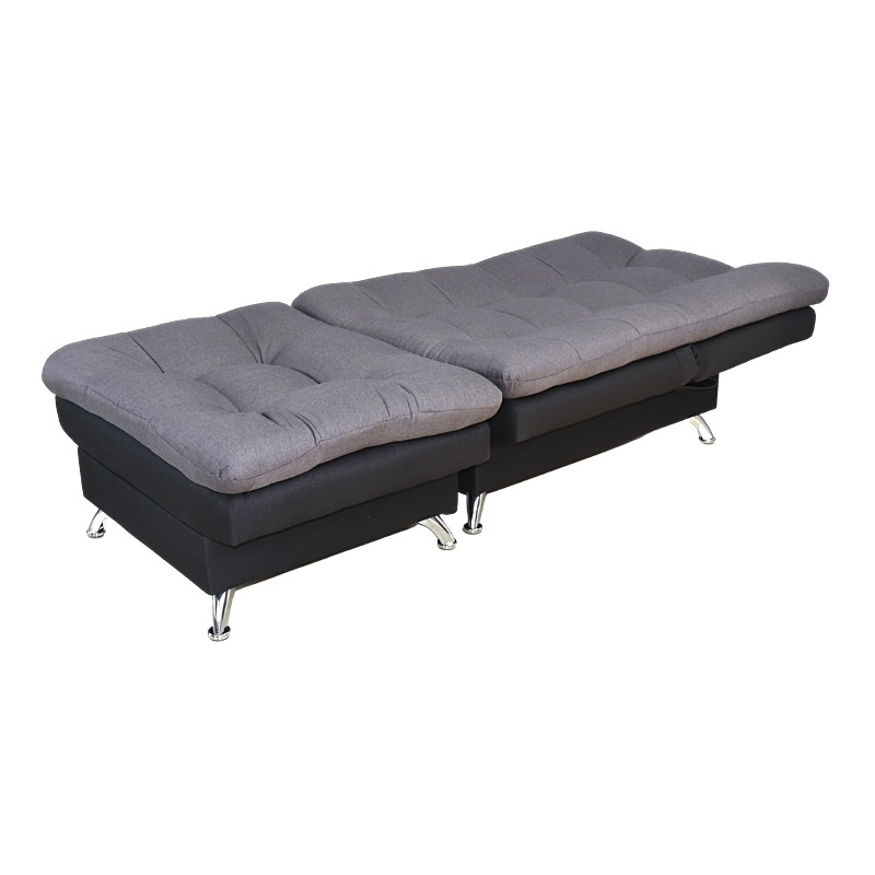 Sillón Reclinable con Reposapies Sofá Cama Moderno Lino Negro con Gris.