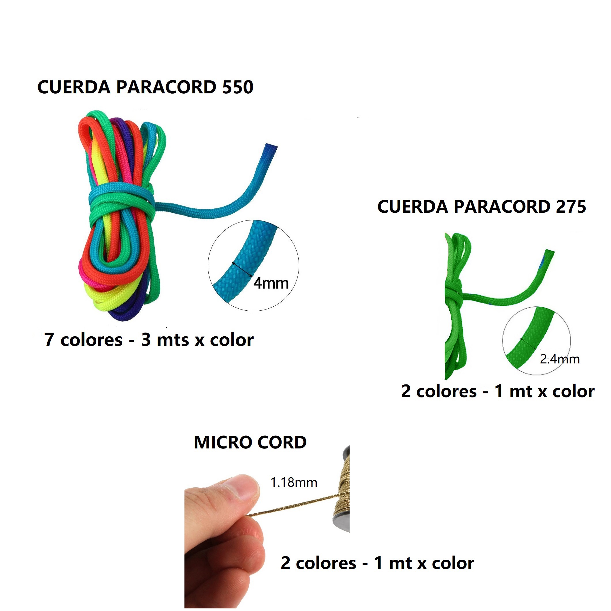 Cuerda Paracord Kit Con Broches Accesorios Manualidad Kit25 combo neon