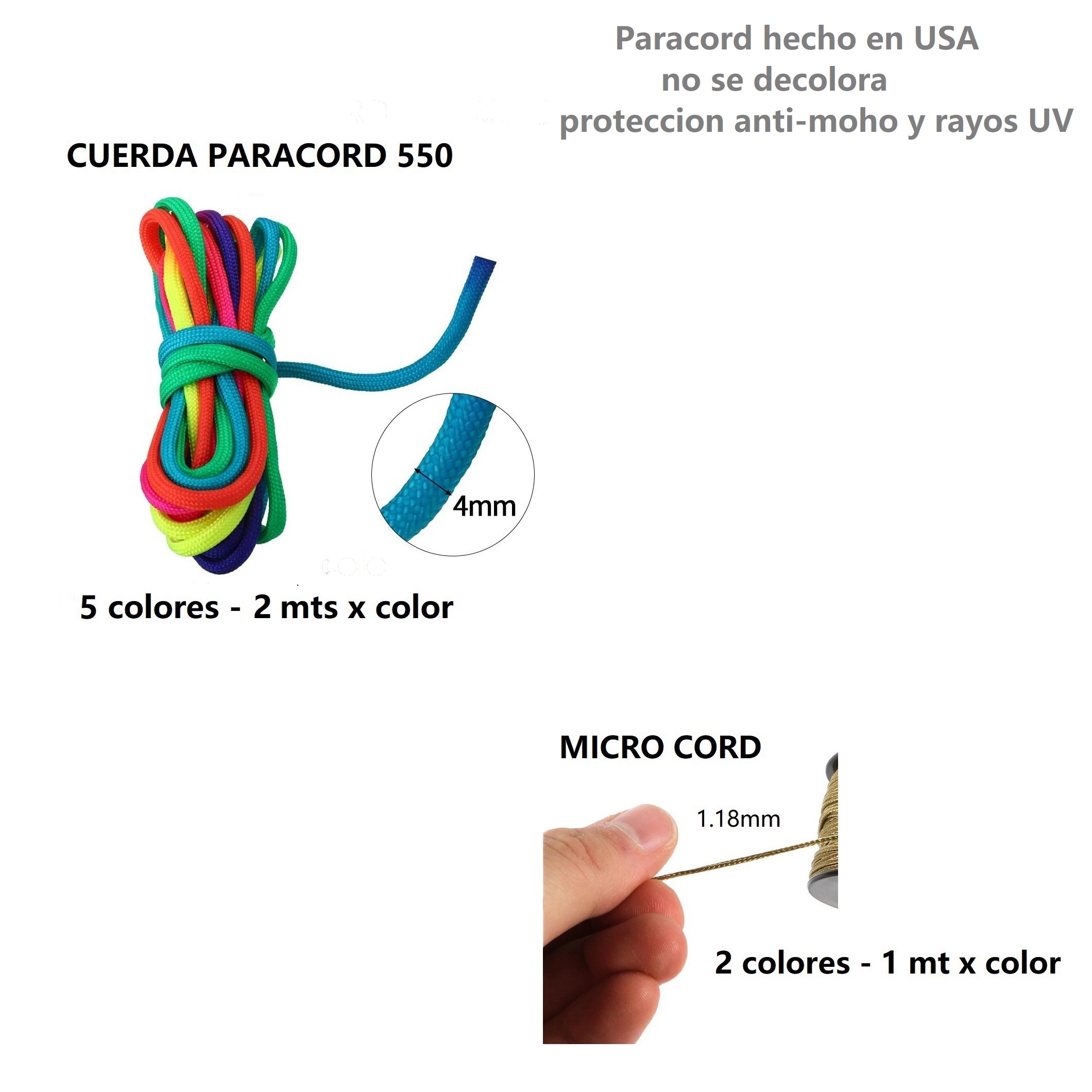 Cuerda Paracord Kit Con Broches Accesorios Manualidad Kit12 Combo Neon 