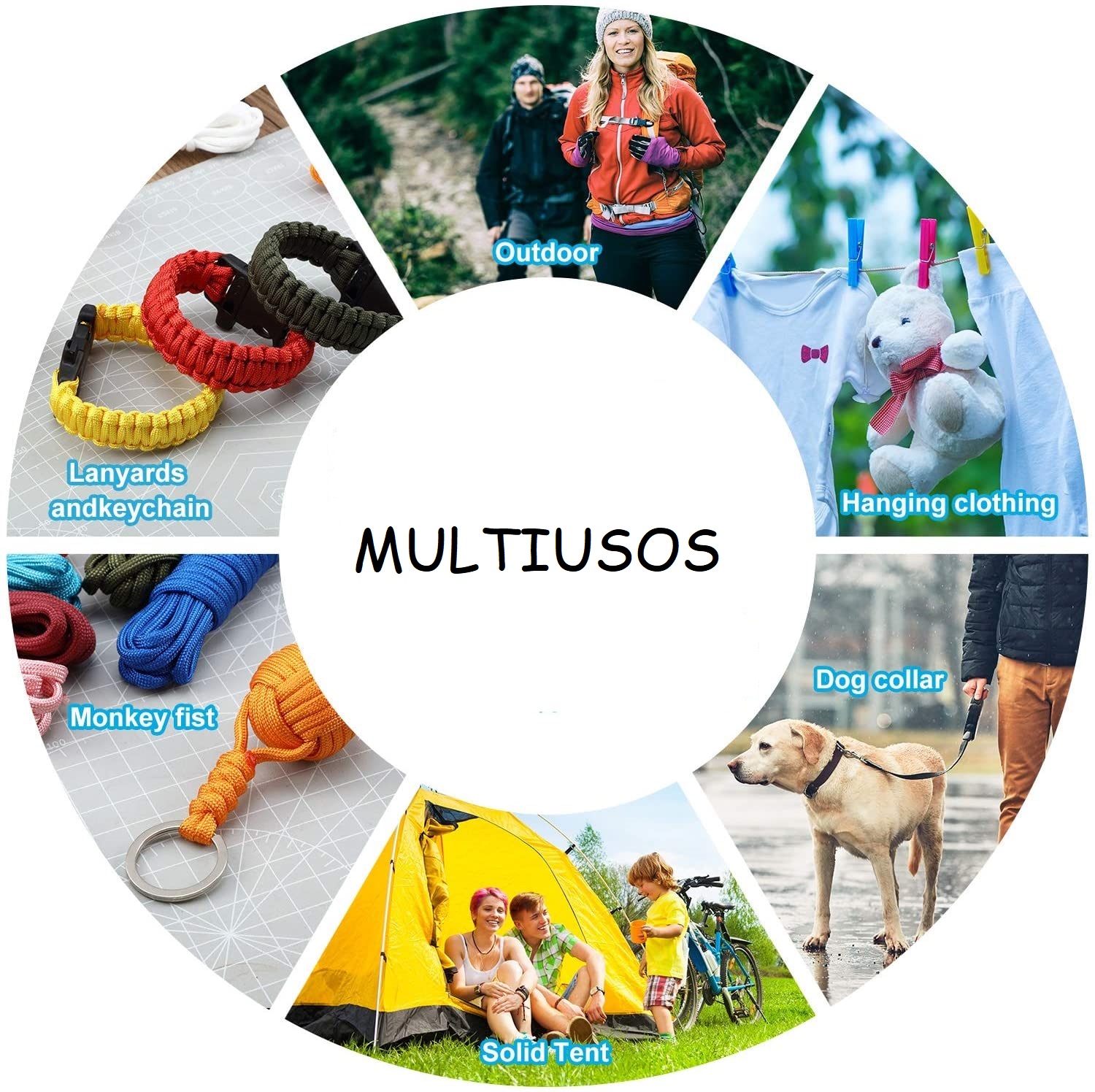 Cuerda Paracord Kit Con Broches Accesorios Manualidad Kit12 Combo Neon 