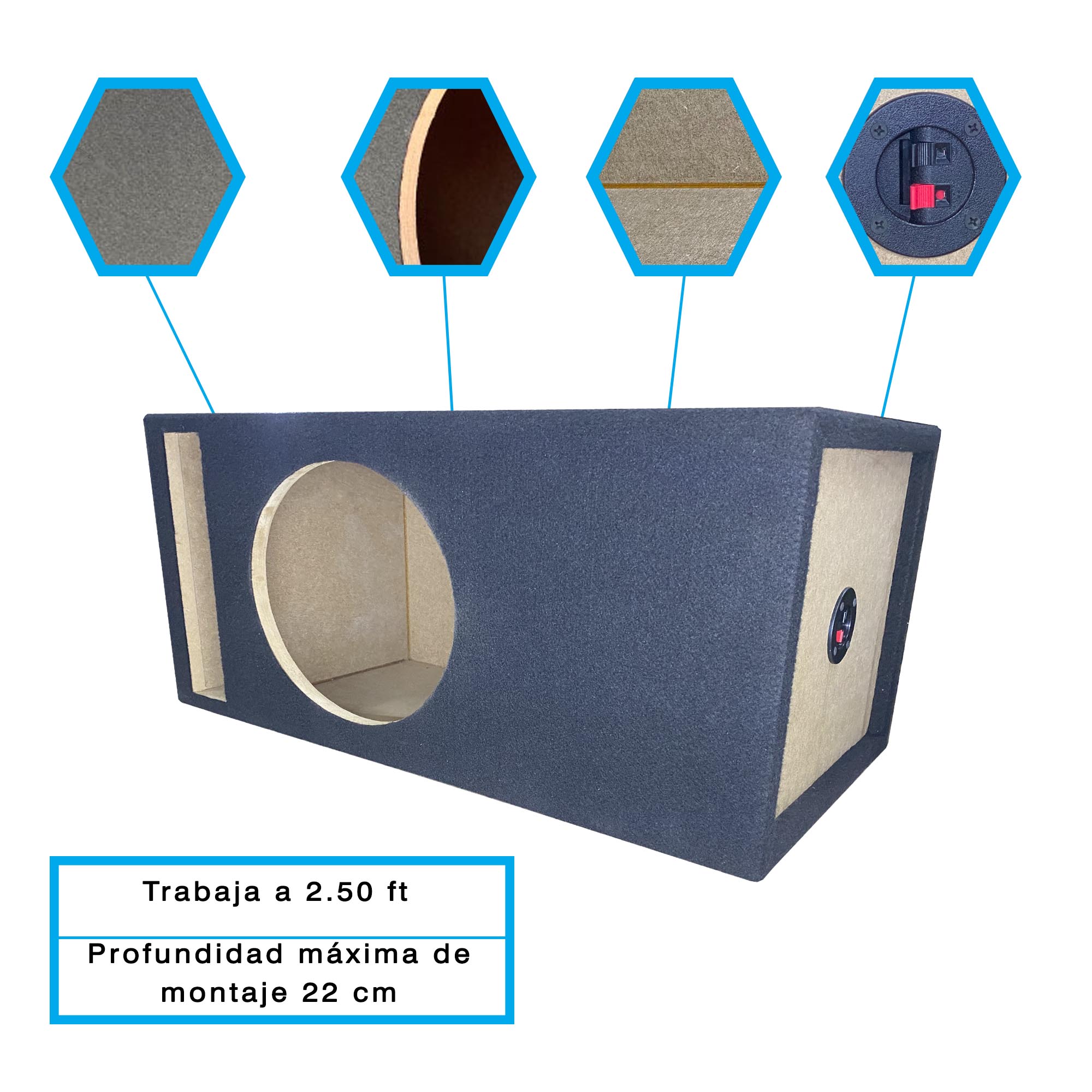 Cajon Subwoofer 12 Pulgadas 2.5ft Mdf