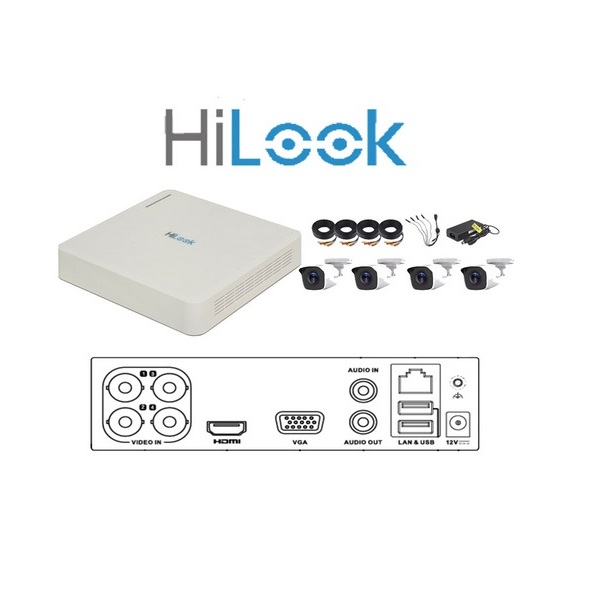KIT 4 CAMARAS HILOOK CON MICROFONO INTEGRADO