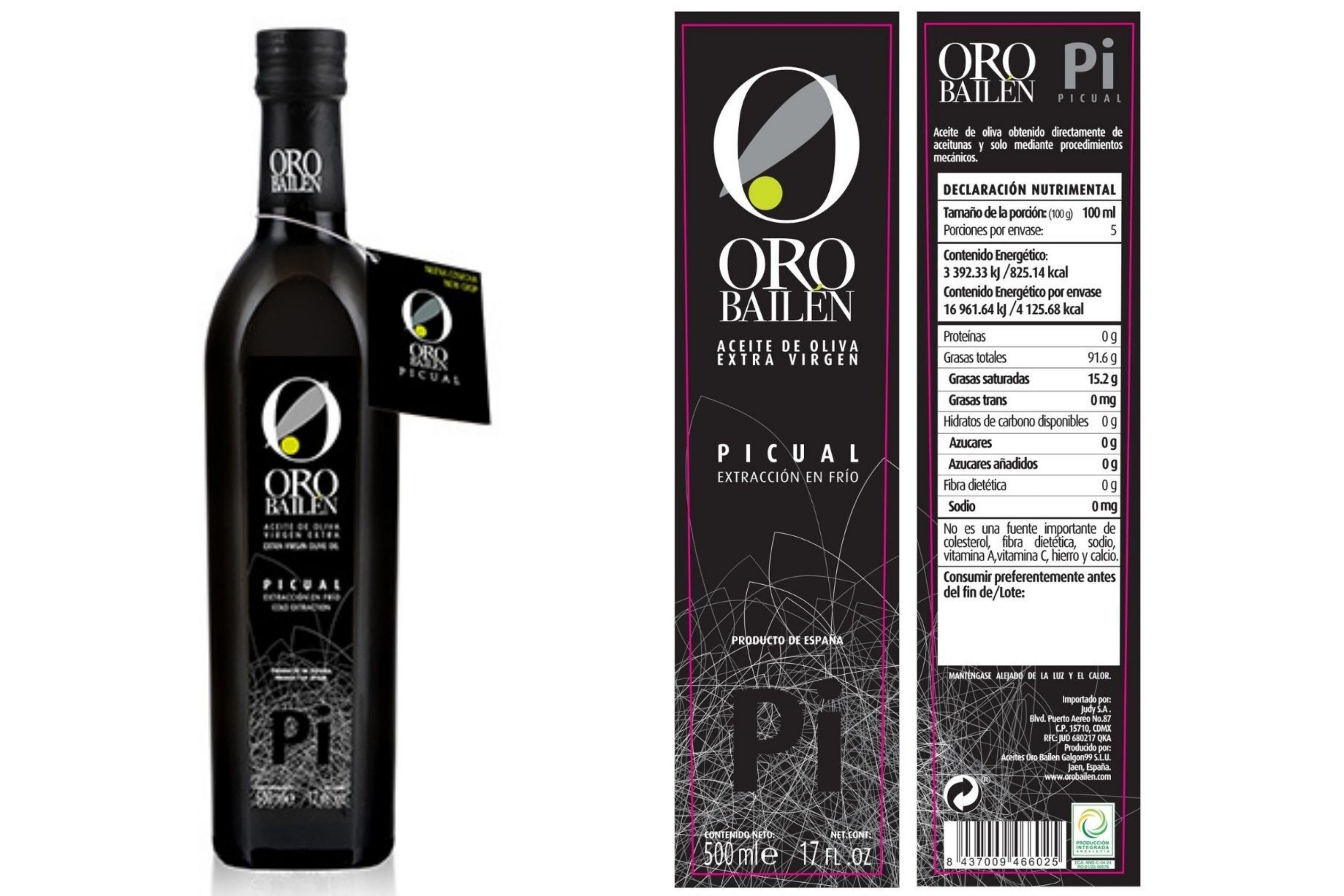 Aceite de Oliva Extra Virgen - Categoria Superior - ORO BAILEN - Cosecha 2020/2021 - 500 ml - Picual