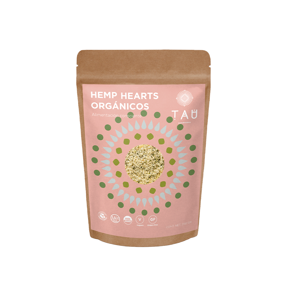 Hemp Hearts Orgánicos 250 gramos TAU Superfoods, Vegano, Natural, sin GMOs, Keto, sin Gluten