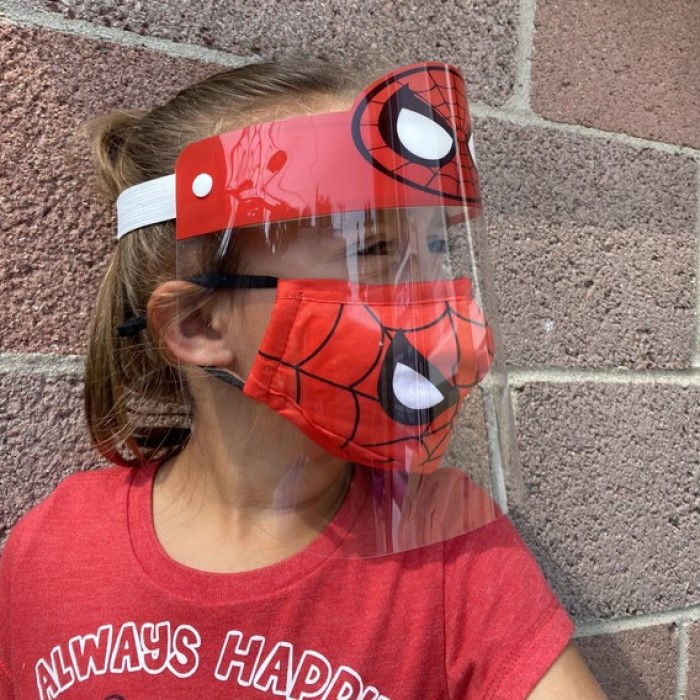 Escudo facial Careta para niños Antisalpicaduras 3 unidades, diseño de Spiderman talla pequeña, 3 a 12 años