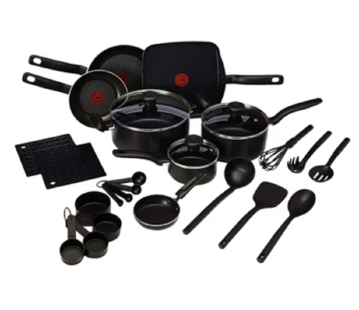 T-Fal B207SK64 20-Piece Cookware Set, Black