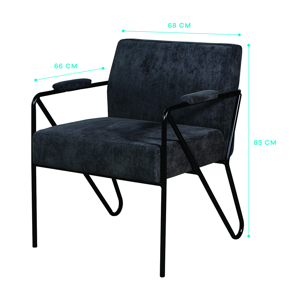 Sillón Ocasional Individual Negro Moderno Tapizado