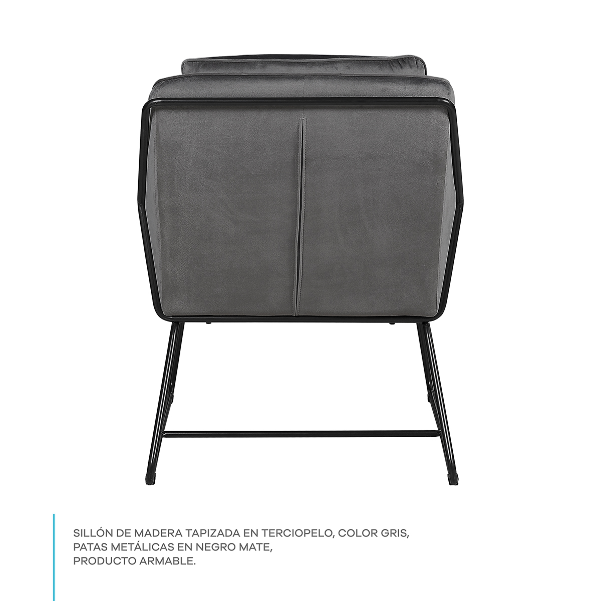 Sillón Ocasional Individual Gris Moderno Tapizado Terciopelo