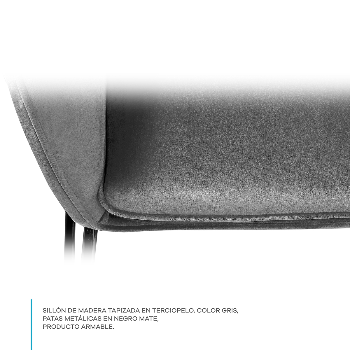 Sillón Ocasional Individual Gris Moderno Tapizado Terciopelo