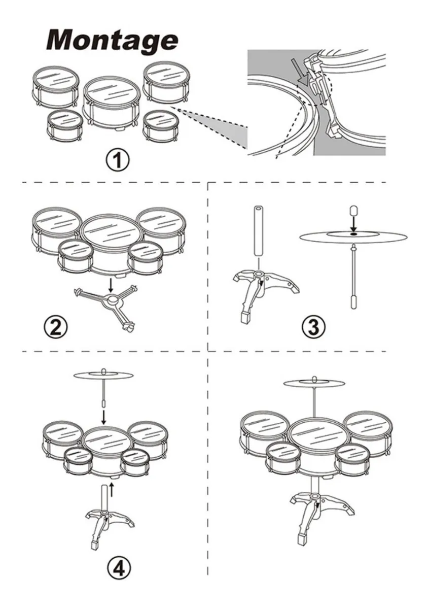 Bateria Niños Musical Juguete Baquetas Platillo Bombo Azul