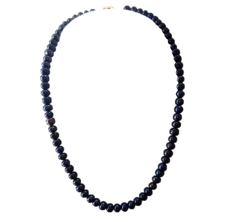 Collar Perla Natural Cultivada Negra Akoya Oro 14K  A074