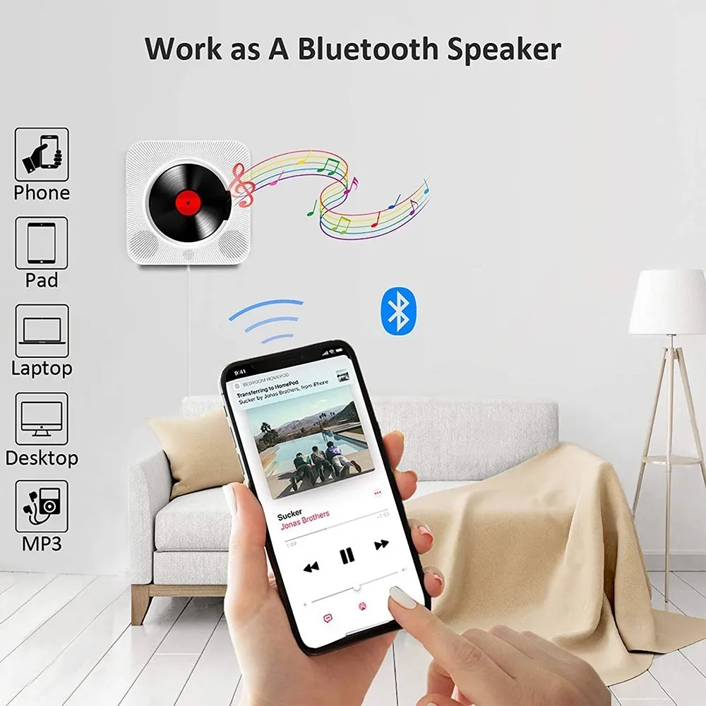 Portátil Montado Pared Música Reproductor Amplifica Audio