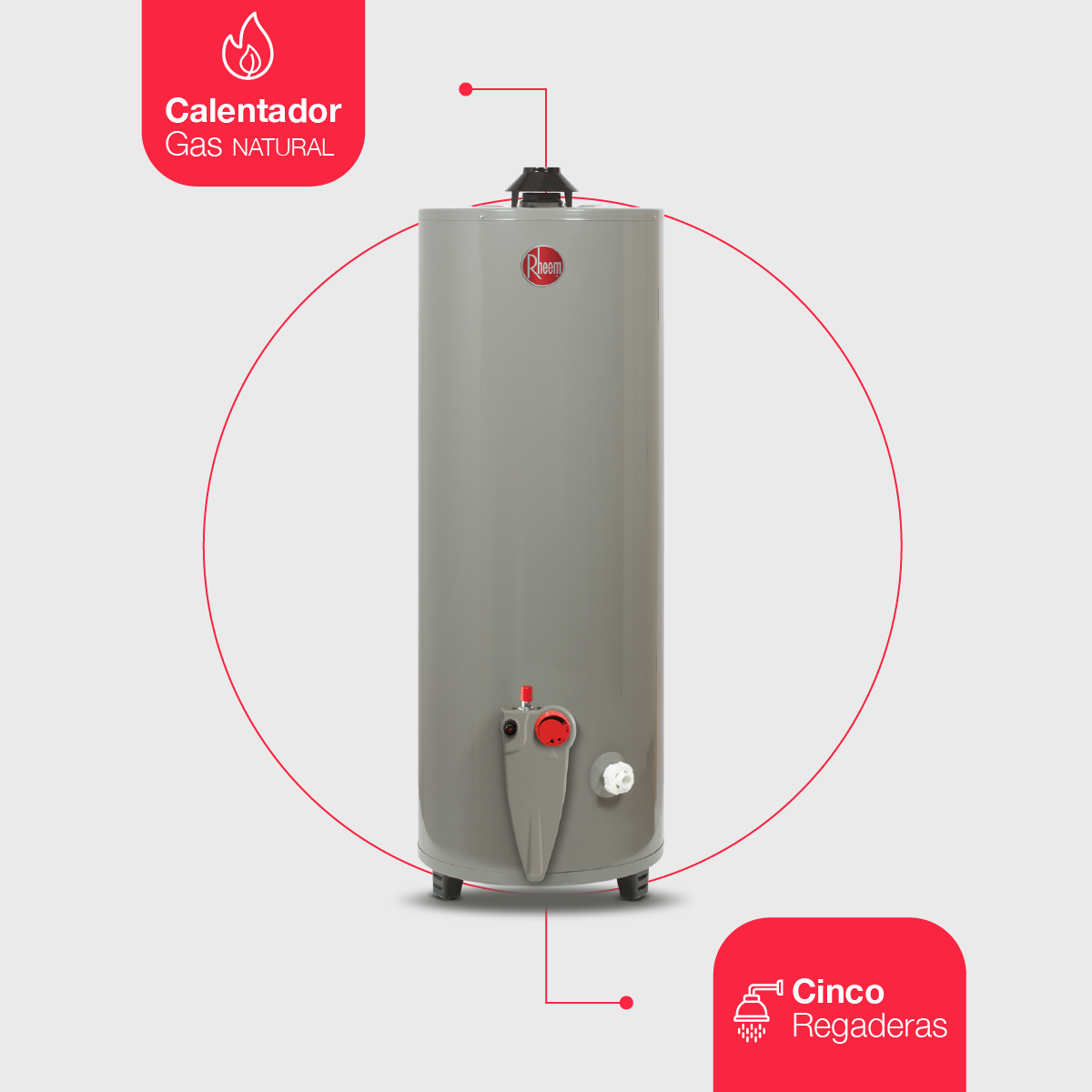 Calentador de agua Rheem de deposito 190 Litros a gas NAT 