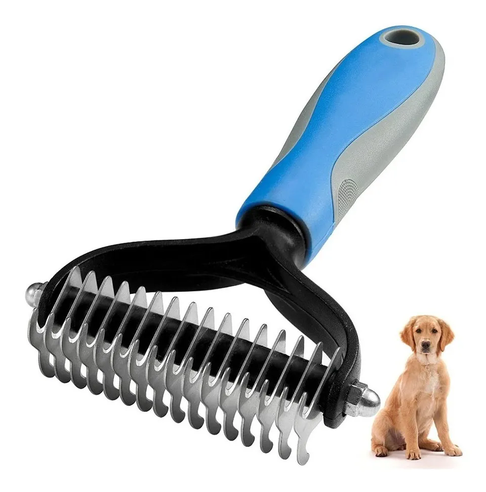 Cepillo Deslanador Depelo Para Perros Evita Los Nudos Azul