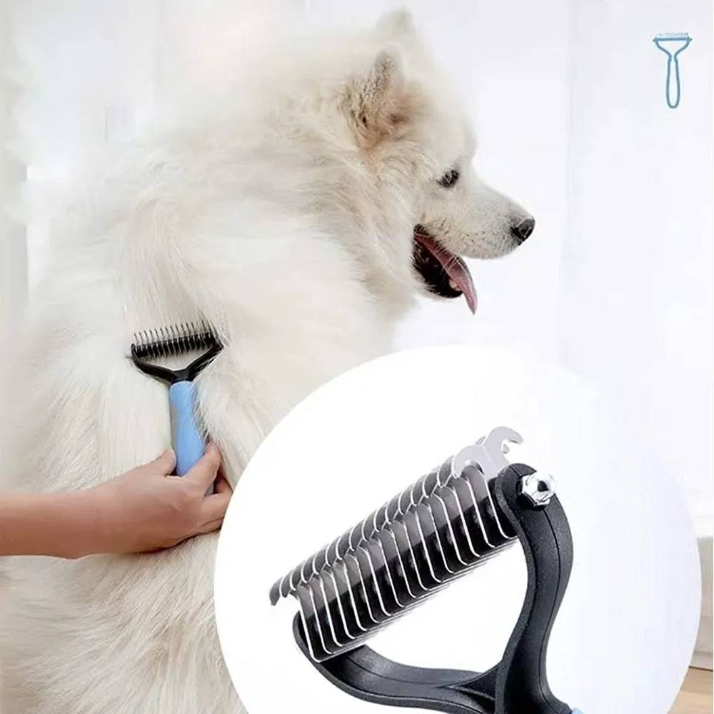 Cepillo Deslanador Depelo Para Perros Evita Los Nudos Azul
