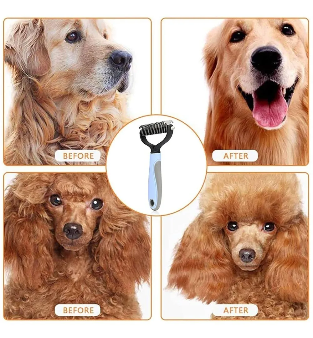 Cepillo Deslanador Depelo Para Perros Evita Los Nudos Azul