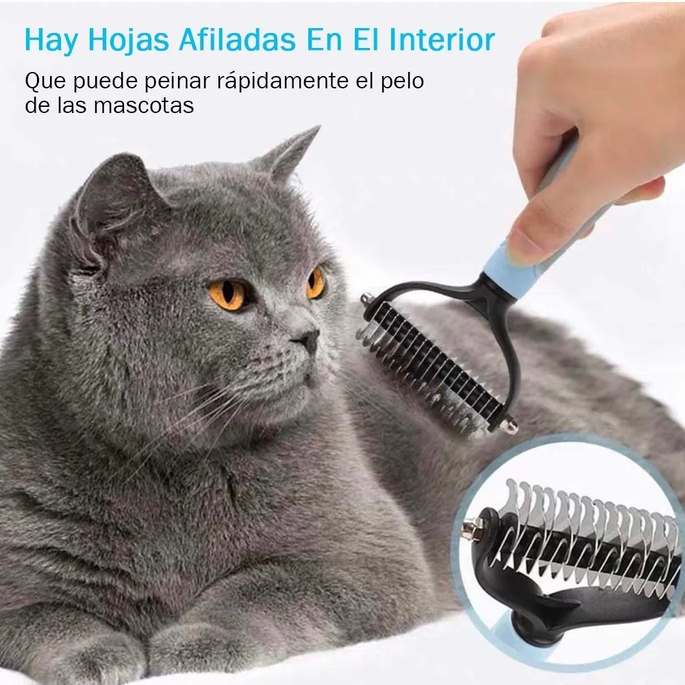 Cepillo Deslanador Depelo Para Perros Evita Los Nudos Azul