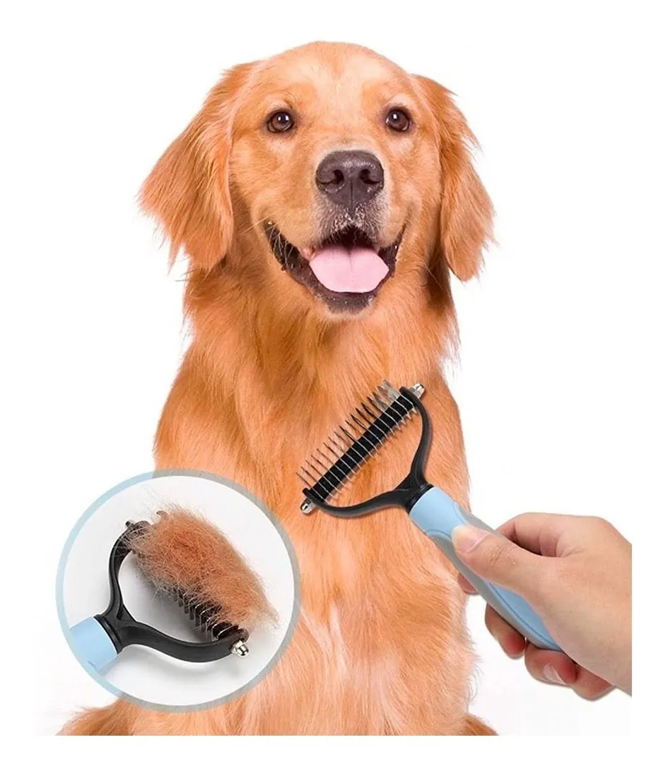 Cepillo Deslanador Depelo Para Perros Evita Los Nudos Azul