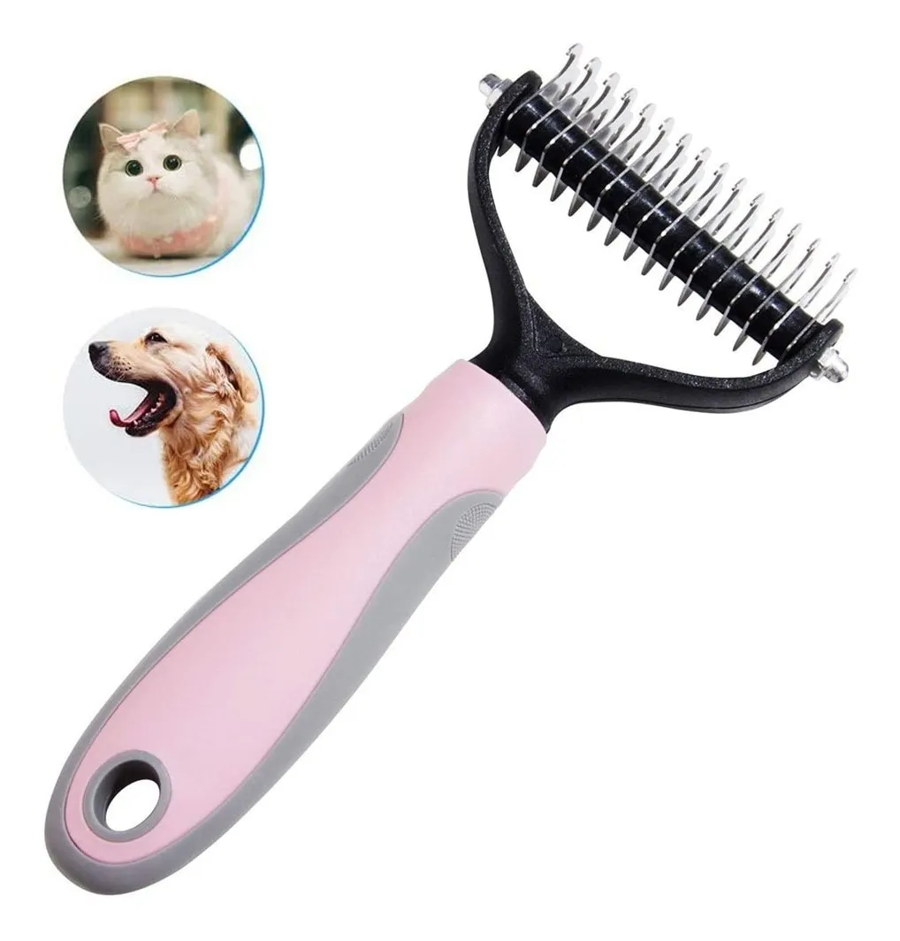 Cepillo Deslanador Depelo Para Perros Evita Los Nudos Rosa