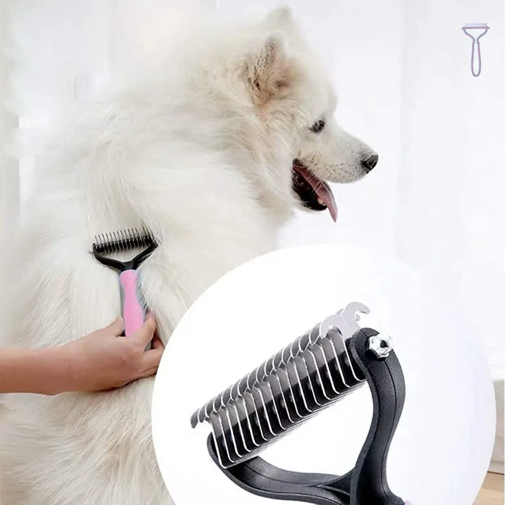 Cepillo Deslanador Depelo Para Perros Evita Los Nudos Rosa