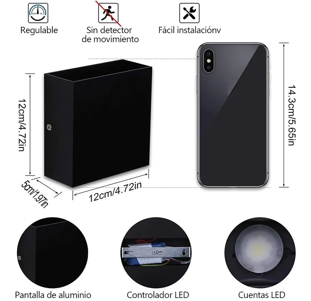 Lámpara De Arbotante Para Muro Interior 6w Luz Amarilla