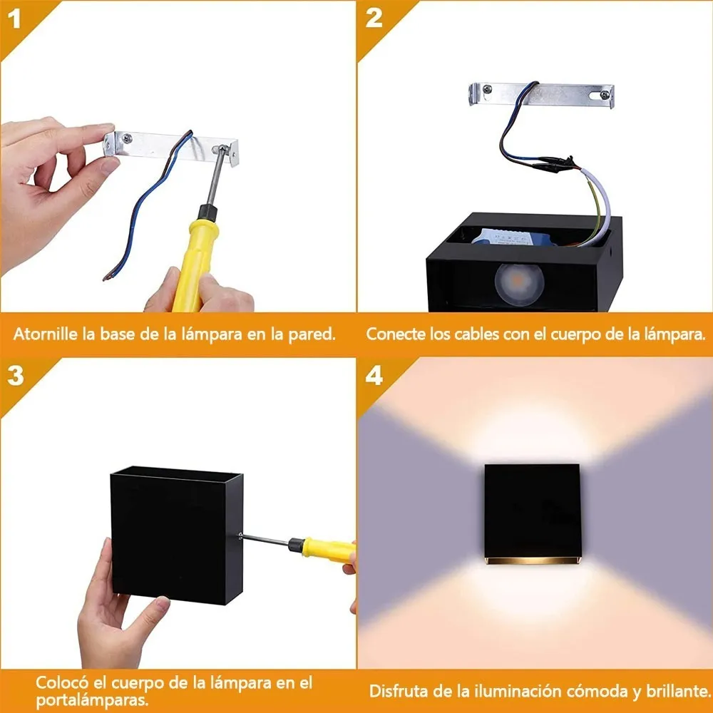 Lámpara De Arbotante Para Muro Interior 6w Luz Amarilla
