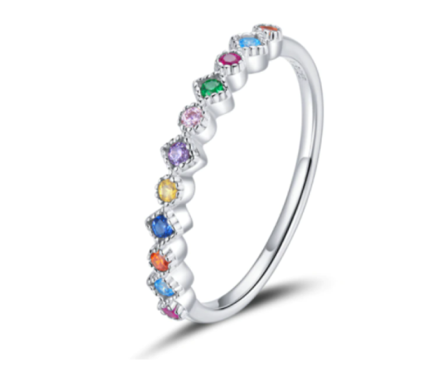 Churumbela de colores Delgada Zirconias Cúbicas Plata 925