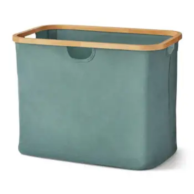 Cesto Canasta Plegable Reforzado Borde De Bambu Ideal Para Ropa Juguetes