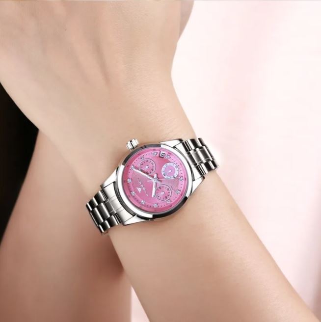 Reloj Para Dama Automático Acero Elegante Alta Calidad