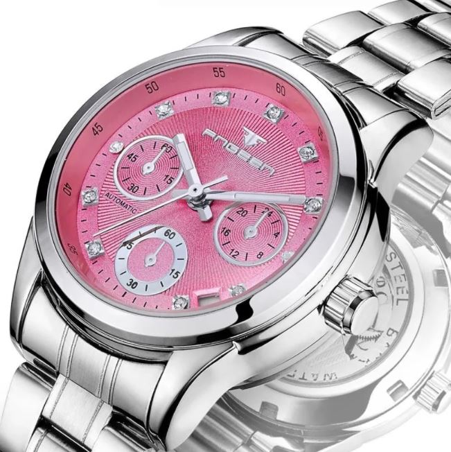Reloj Para Dama Automático Acero Elegante Alta Calidad