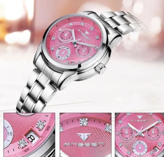 Reloj Para Dama Automático Acero Elegante Alta Calidad