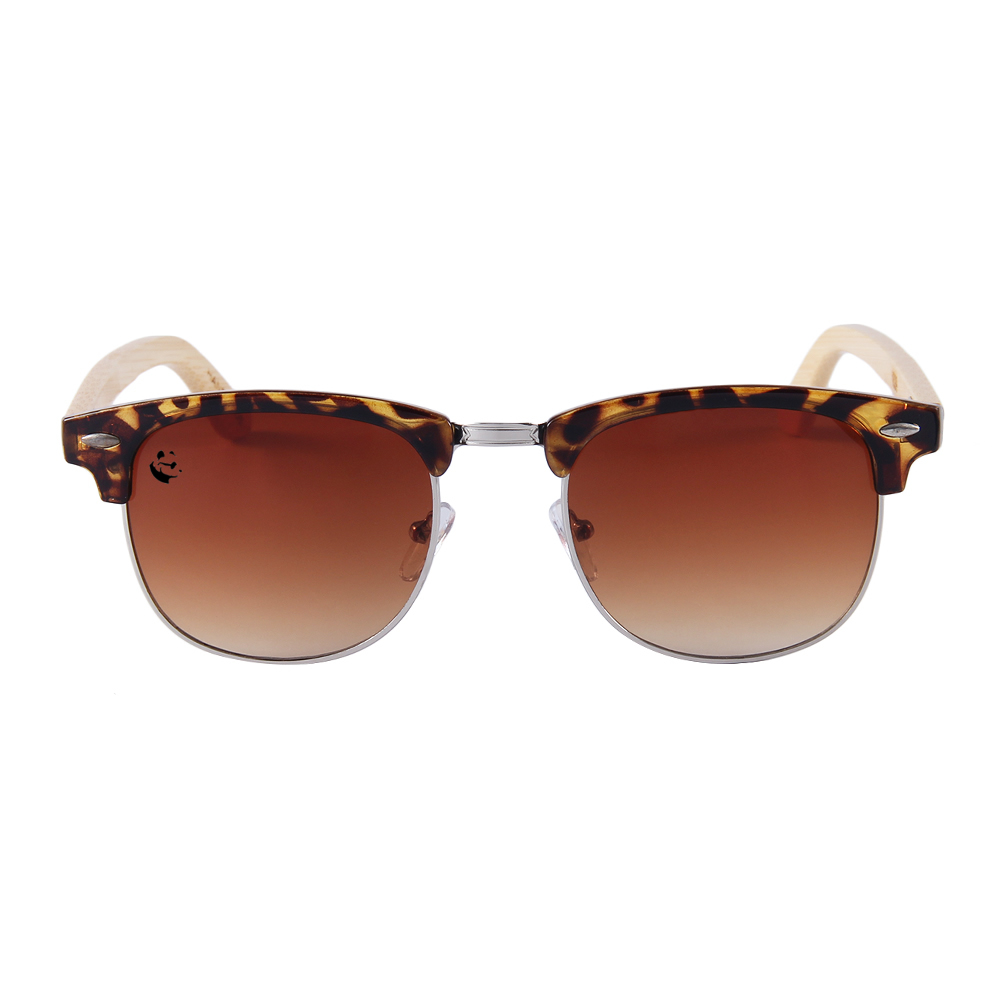 Lentes Gafas de Sol PANDAS para Dama Mujer de Madera de Bambú Cuadrados Oscuros UV400 Tigris Café