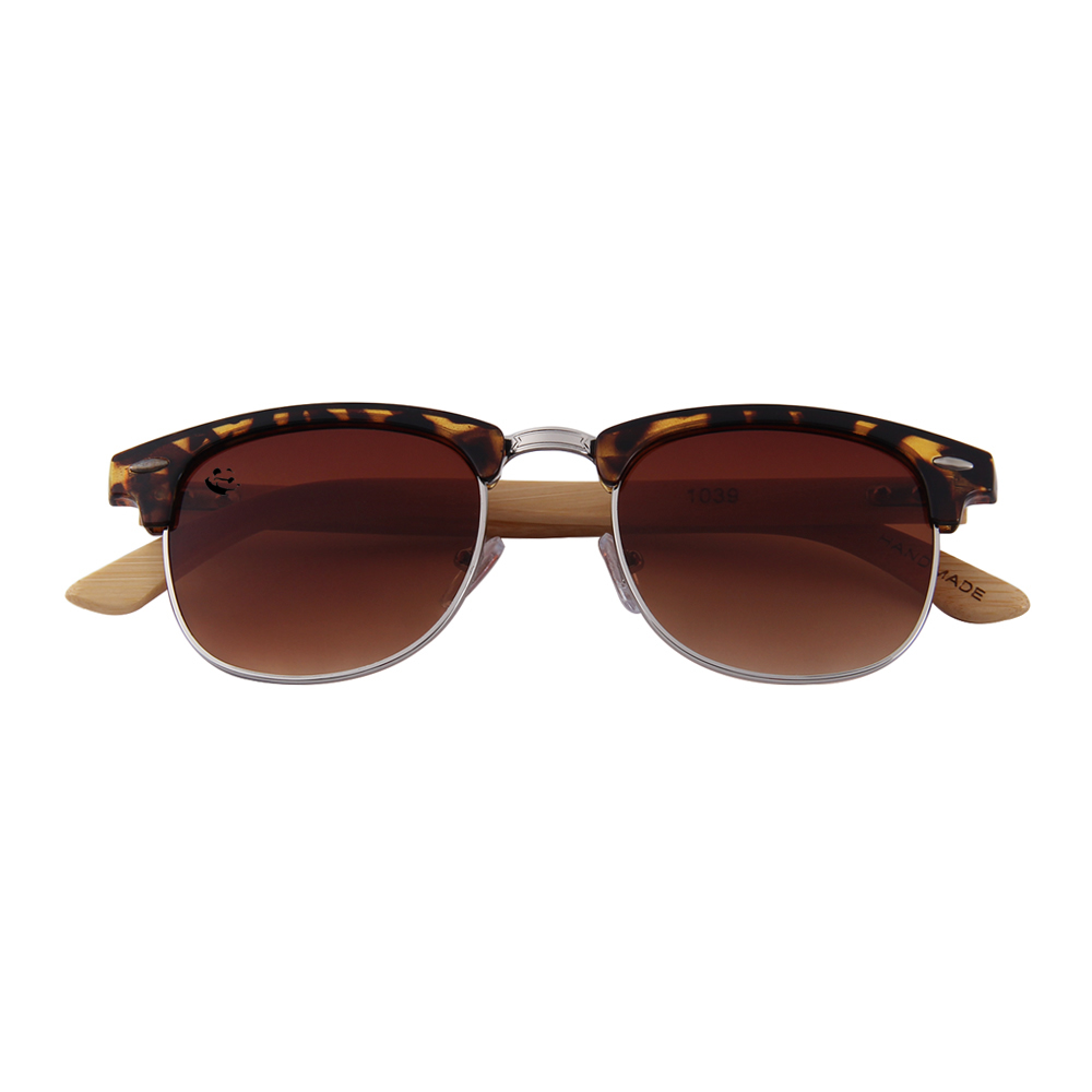 Lentes Gafas de Sol PANDAS para Dama Mujer de Madera de Bambú Cuadrados Oscuros UV400 Tigris Café