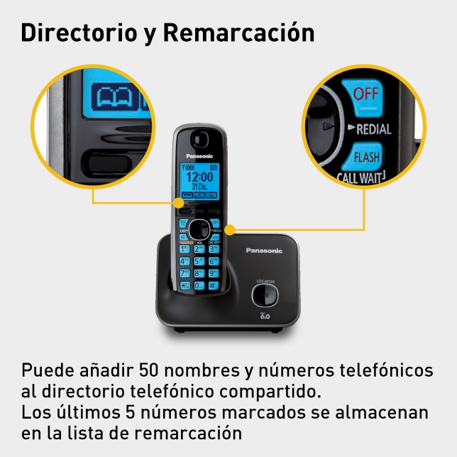 Teléfono Inalámbrico PANASONIC KX-TG4111MEB Negro localizado
