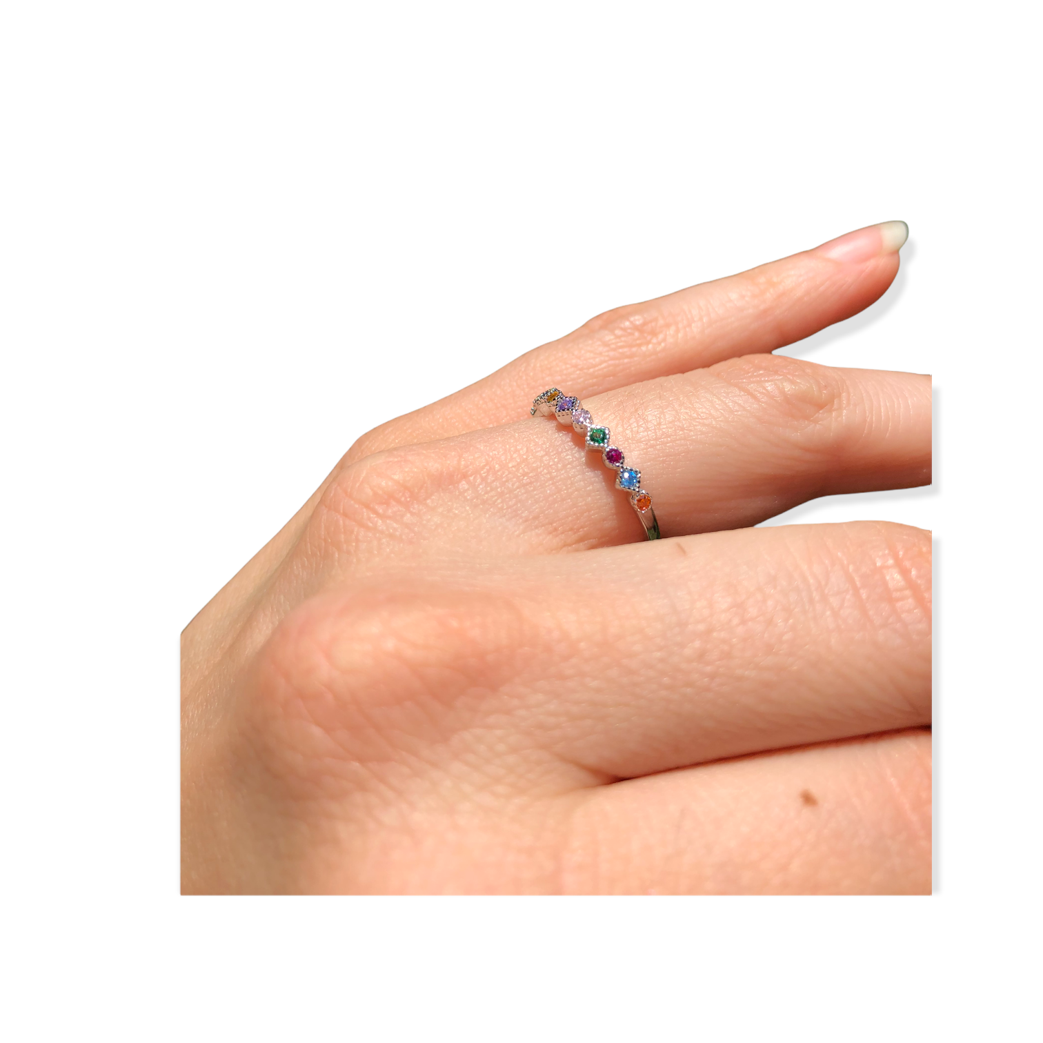 Churumbela de colores Delgada Zirconias Cúbicas Plata 925