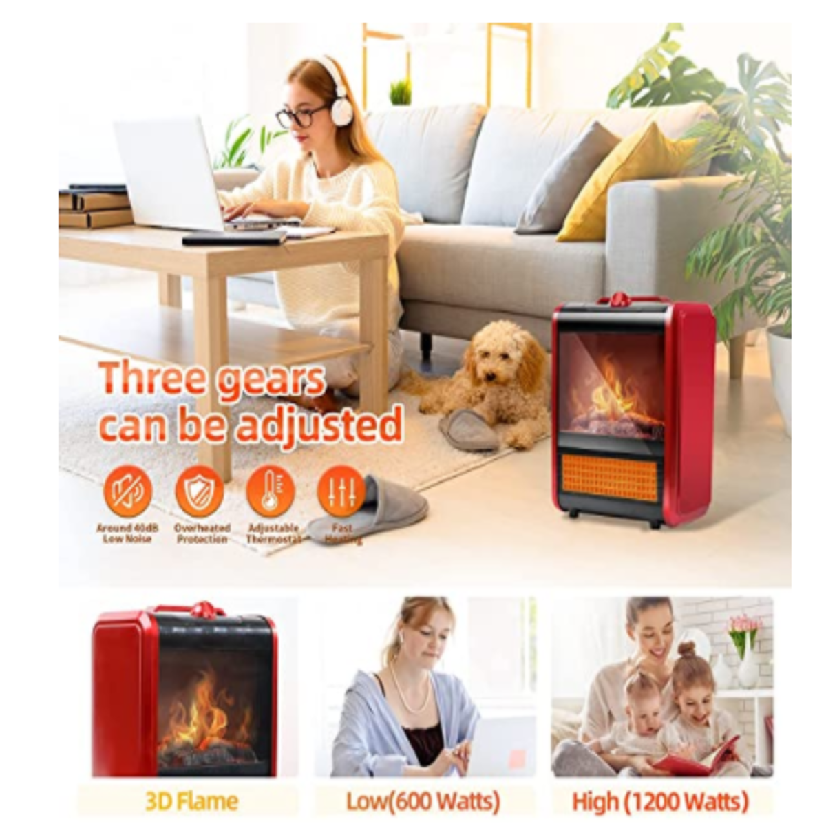 Chimenea Electrica Portatil Efecto 3d