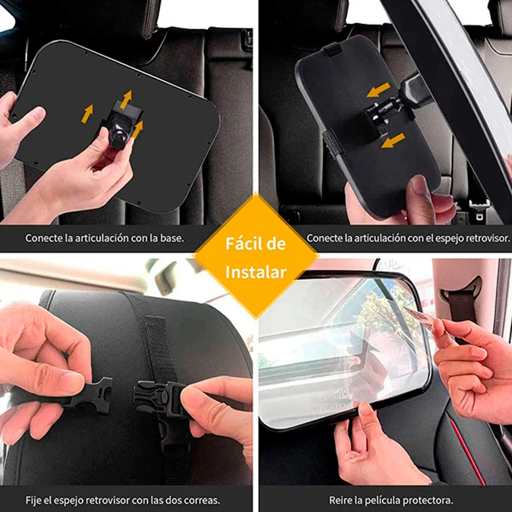 Espejo Retrovisor De Auto Para Bebé Extra Grande