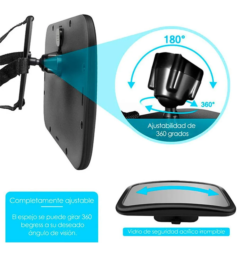 Espejo Retrovisor De Auto Para Bebé Extra Grande