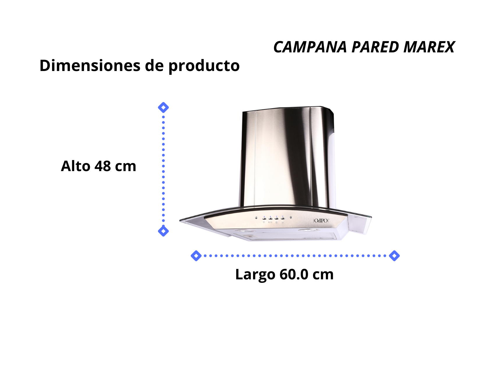 Marex ⋆ Campana extractora de 60 cm 3 velocidades e iluminacion cristal
