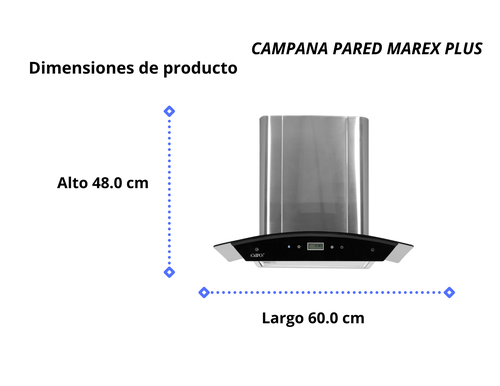 Campana Marex PLUS 60cms Cristal Curvo Tipo Pared Control Digital