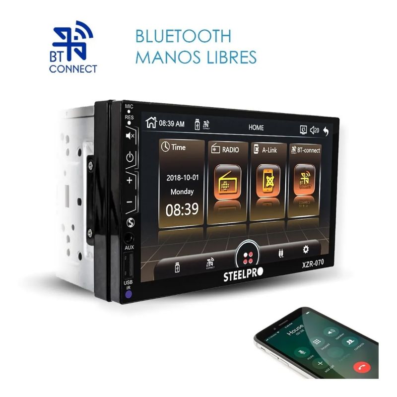 Autoestéreo Steelpro Mirror Link Pantalla Táctil 7 Bluetooth  XZR-070