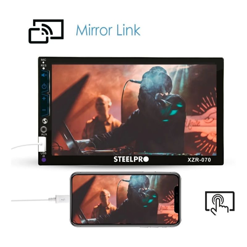Autoestéreo Steelpro Mirror Link Pantalla Táctil 7 Bluetooth  XZR-070