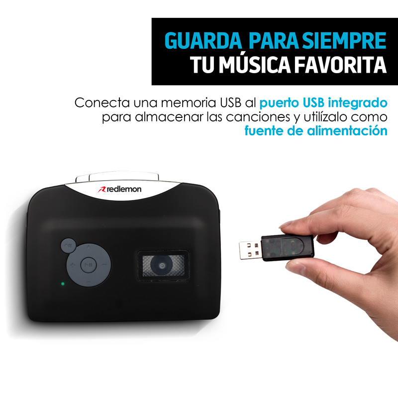 Reproductor y Convertidor de Casetes a MP3 Audífonos Redlemon