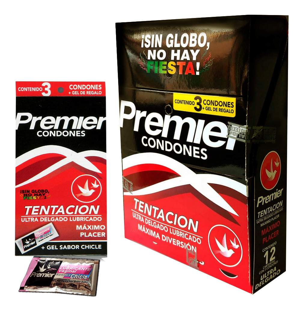 72 Condones Premier Tentación Ultradelgados Con 24 Geles Lubricantes