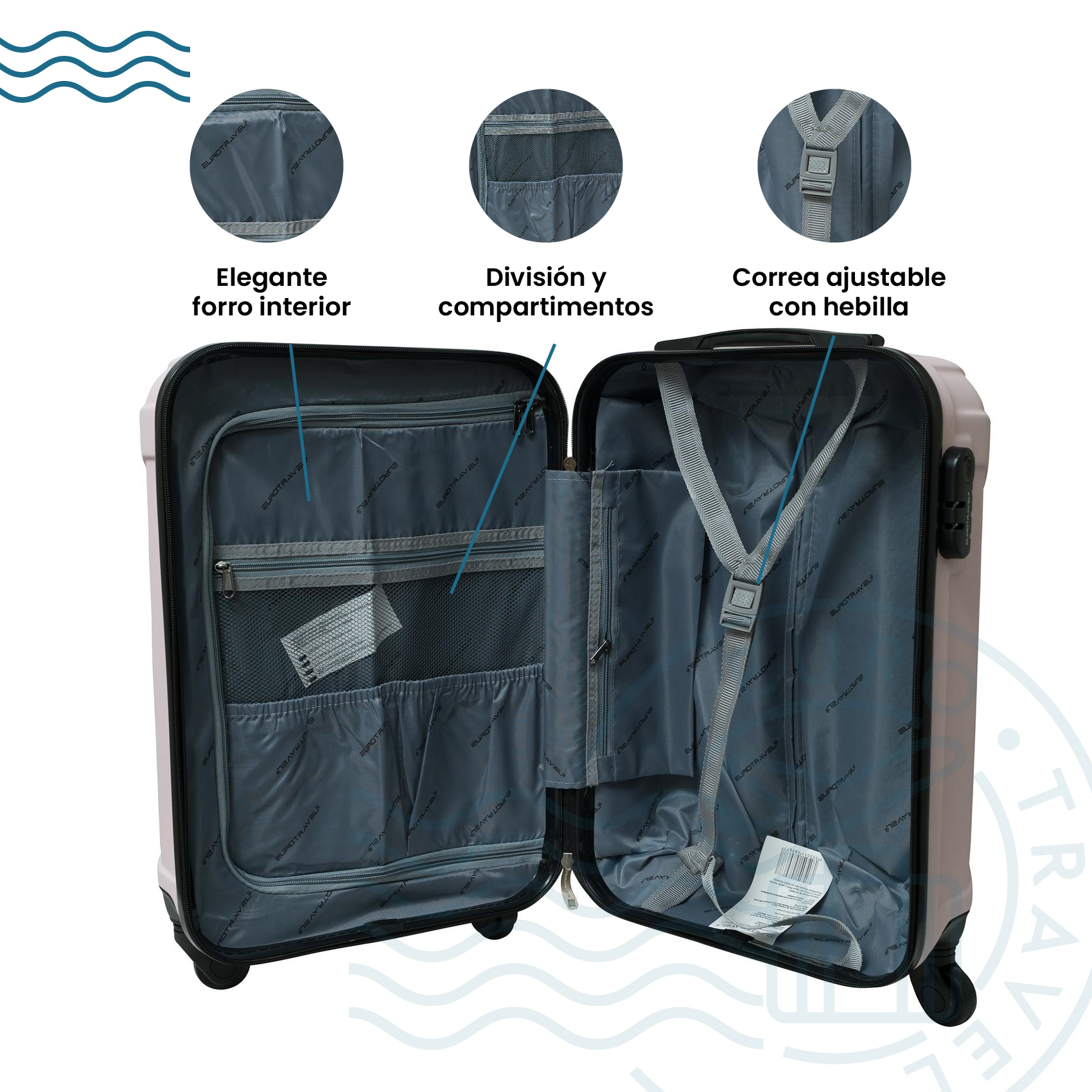 Maleta de Mano Rígida 18 Pulgadas Eurotravel, Resistente ABS Morado