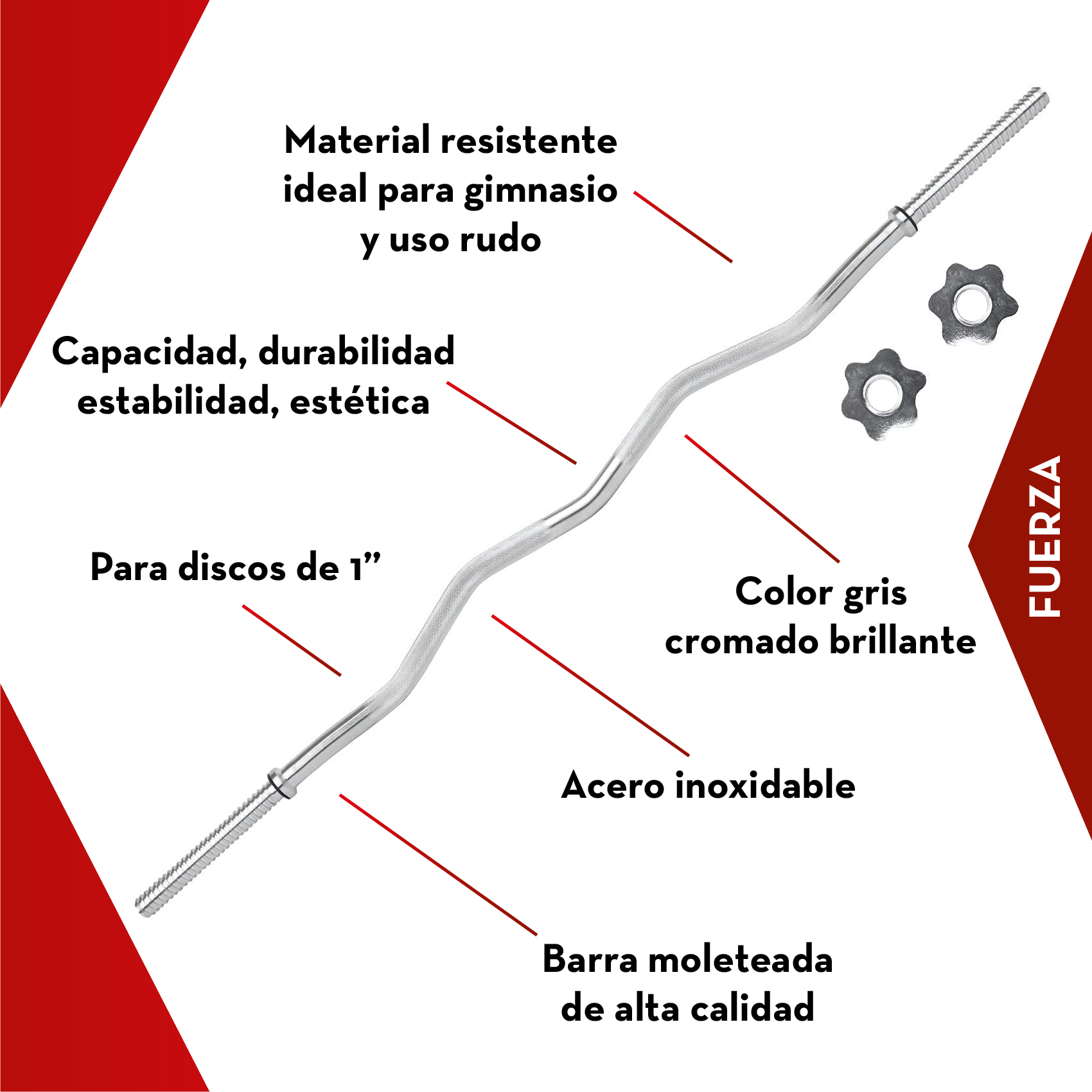 Barra Z Cromada Para Discos De Pesas Envió Gratis(CL) 