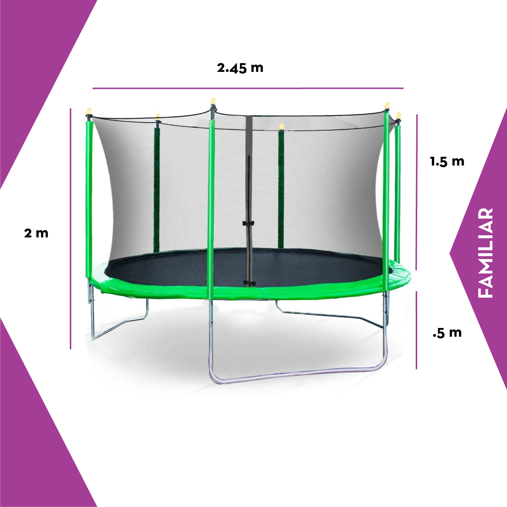 Trampolín Brincolín De 8 Pies 2.43m Diametro (CL) Verde Unitalla