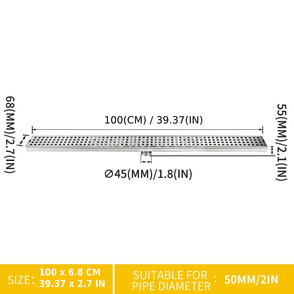 Coladera Lineal Moderna De Reja 80 Cm Acero Inoxidable - $ 2,299.99